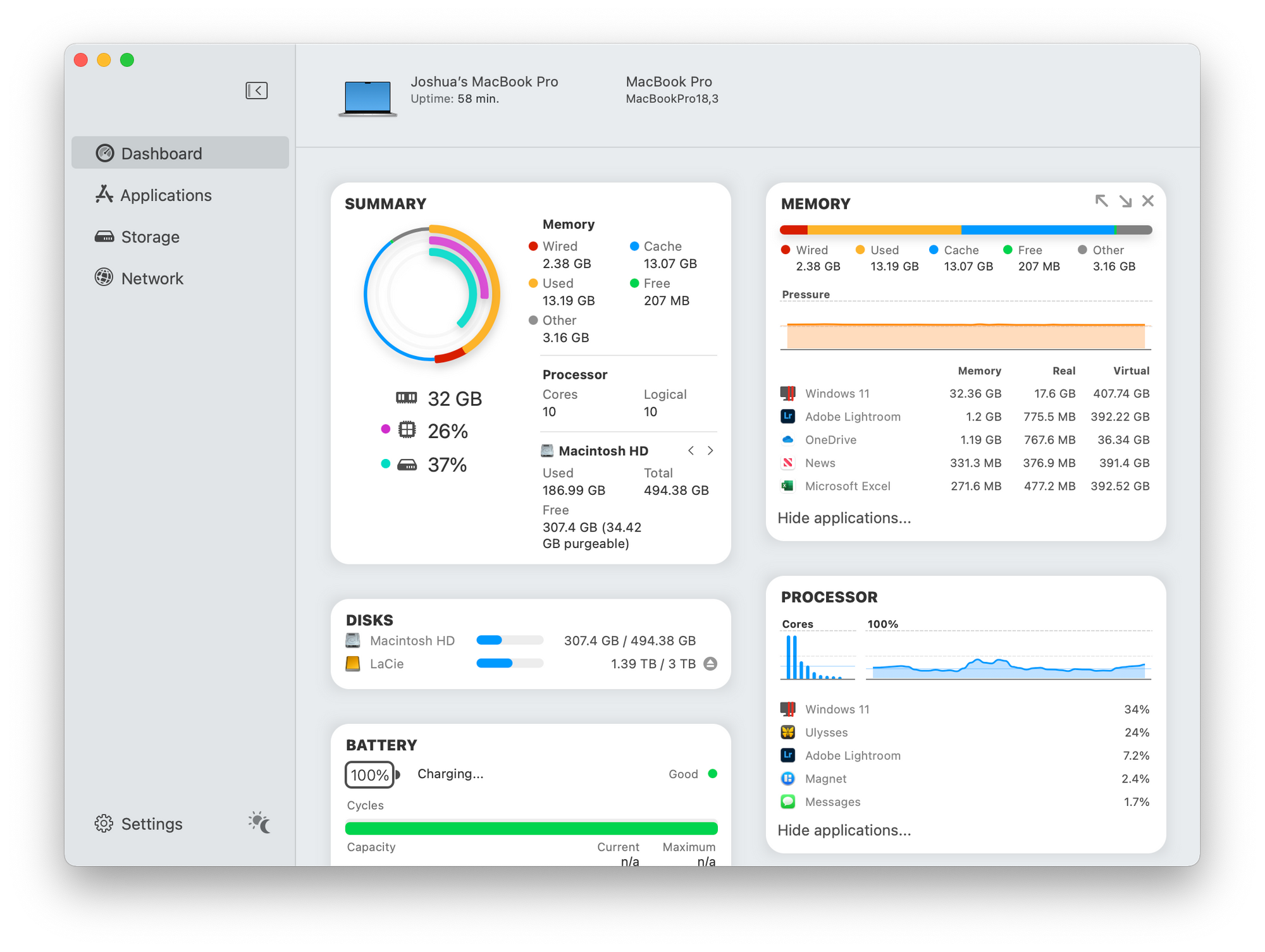 Another look at performance technicals, this time inside iStatistica Pro.